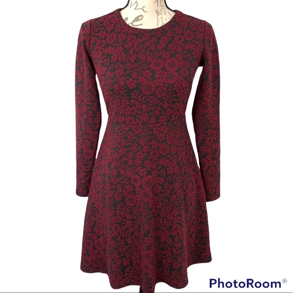 Ann Taylor Loft Burgundy Black Brocade 